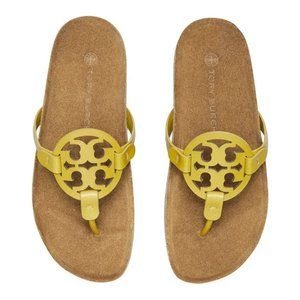 NIB Tory Burch Miller Cloud Leather Thong Sandal Lemon Lime US 7 7.5 8 8.5 9 9.5